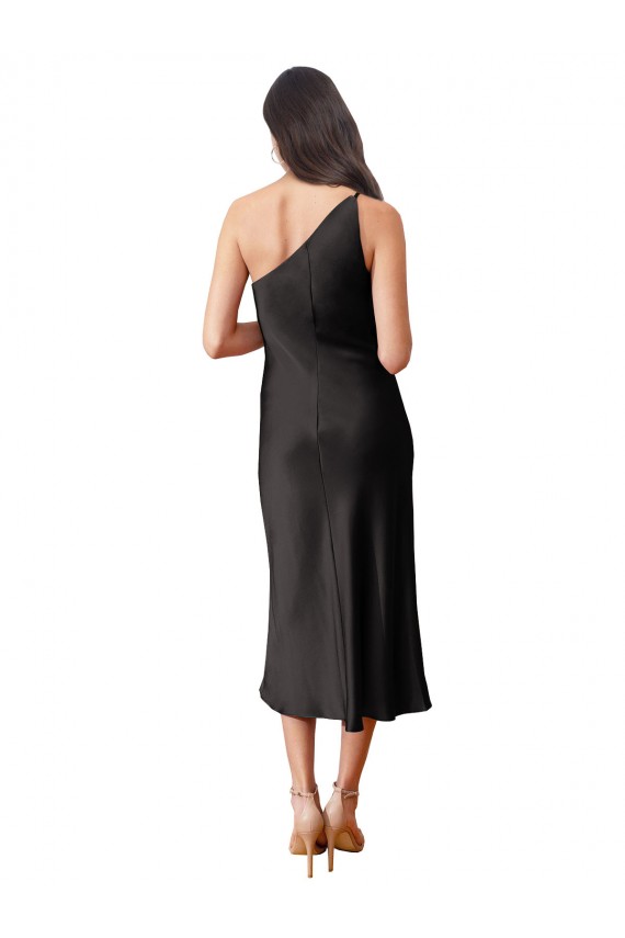 Negro Cubierta Un Hombre Midi Satén elástico Corto Formales Vestidos de dama de honor / Vestidos de fiesta / Vestidos de cóctel Al Por Mayor