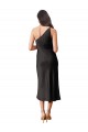 Negro Cubierta Un Hombre Midi Satén elástico Corto Formales Vestidos de dama de honor / Vestidos de fiesta / Vestidos de cóctel Al Por Mayor