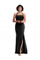 Negro Sirena Halter Terciopelo Elástico Largo Formales Vestidos de dama de honor / Vestidos de fiesta Al Por Mayor