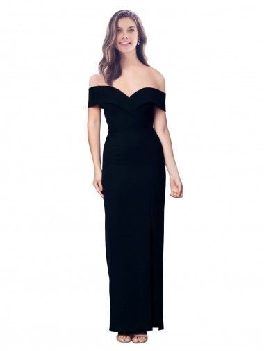 Negro Sirena Hombros Descubiertos Crepé Elástico Largo Formales Vestidos de dama de honor / Vestidos de fiesta Al Por Mayor
