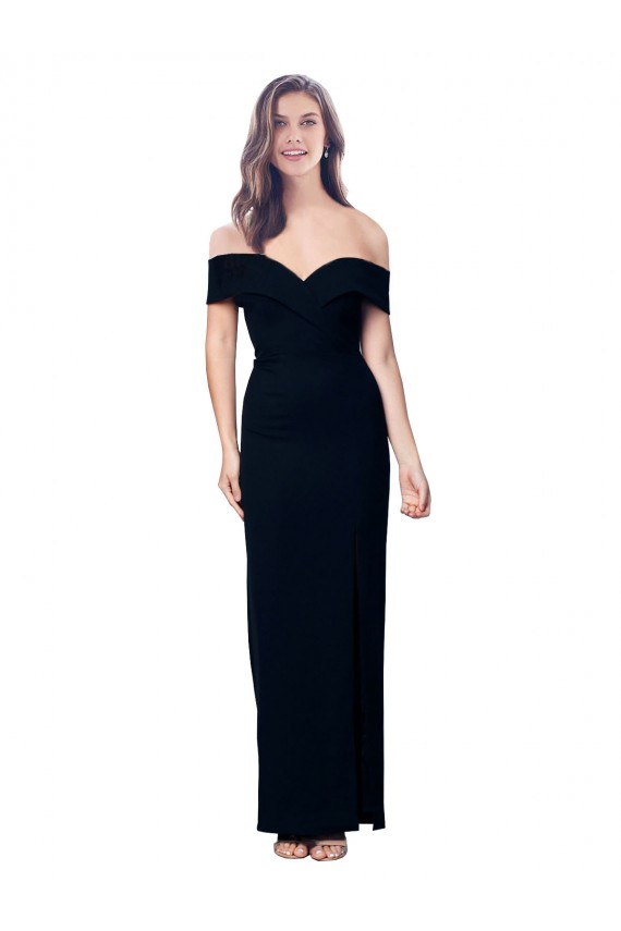 Negro Sirena Hombros Descubiertos Crepé Elástico Largo Formales Vestidos de dama de honor / Vestidos de fiesta Al Por Mayor