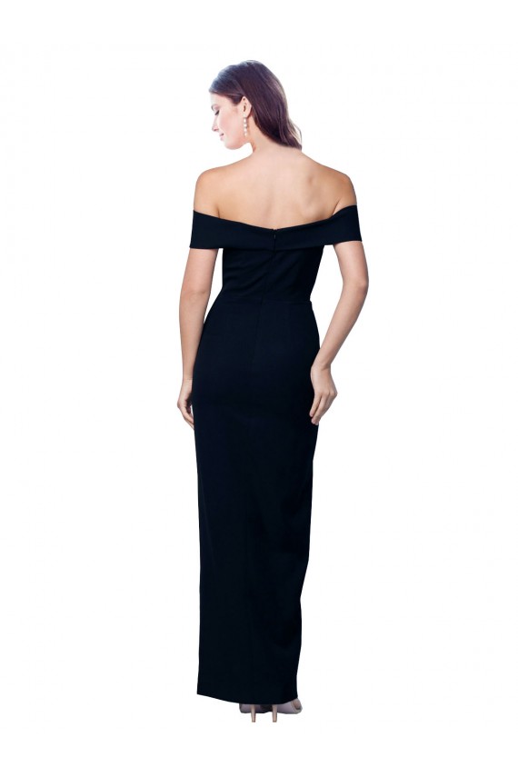 Negro Sirena Hombros Descubiertos Crepé Elástico Largo Formales Vestidos de dama de honor / Vestidos de fiesta Al Por Mayor