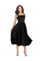 Negro línea A Cuadrado Satén Corto Vestidos de dama de honor / Vestidos de fiesta / Vestidos de cóctel Al Por Mayor