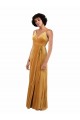Oro Columna Cuello en V Terciopelo Elástico Largo Formales Vestidos de dama de honor / Vestidos de fiesta Al Por Mayor