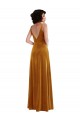 Oro Trompeta Cuello en V Terciopelo Elástico Largo Vestidos de dama de honor / Vestidos de fiesta Al Por Mayor