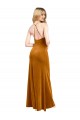 Oro línea A Halter Cuello Alto Terciopelo Elástico Largo Formales Vestidos de dama de honor / Vestidos de fiesta Al Por Mayor