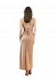 Oro rosa Cubierta Midi Satén sedoso Corto Formales Vestidos de dama de honor / Vestidos de fiesta / Vestidos de cóctel Al Por Mayor