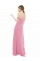 Piel rosa línea A Hombros Descubiertos Gasa Largo Vestidos de dama de honor Al Por Mayor