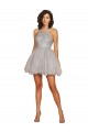 Plata línea A Halter Corto Tul Corto Vestidos de dama de honor / Vestidos de cóctel / Vestidos para homecoming Al Por Mayor