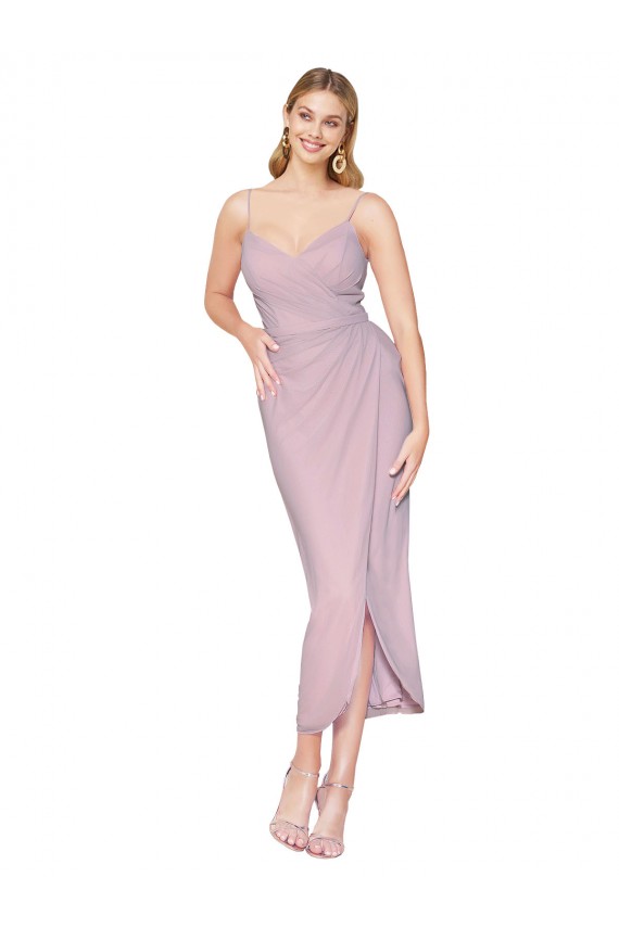 Primavera Sirena Tirantes espagueti Gasa Corto Asimétrico Vestidos de dama de honor / Vestidos de fiesta / Vestidos de cóctel / Vestidos para homecoming Al Por Mayor