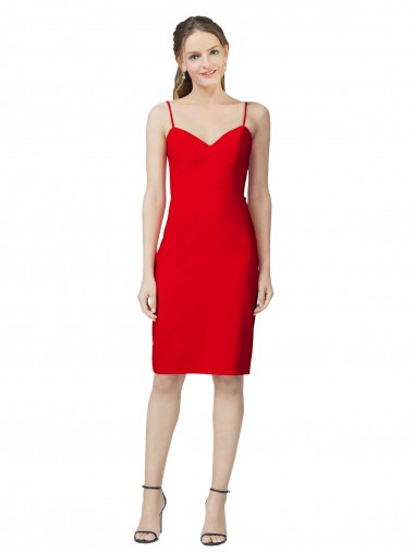 Rojo Cubierta Cuello de Corazón Cóctel Crepé Elástico Corto Formales Vestidos de dama de honor / Vestidos de fiesta / Vestidos de cóctel Al Por Mayor