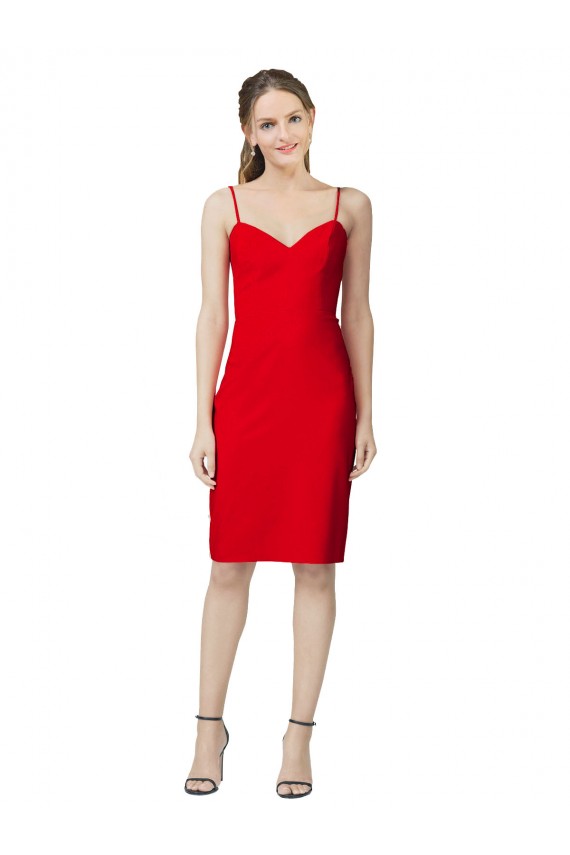 Rojo Cubierta Cuello de Corazón Cóctel Crepé Elástico Corto Formales Vestidos de dama de honor / Vestidos de fiesta / Vestidos de cóctel Al Por Mayor