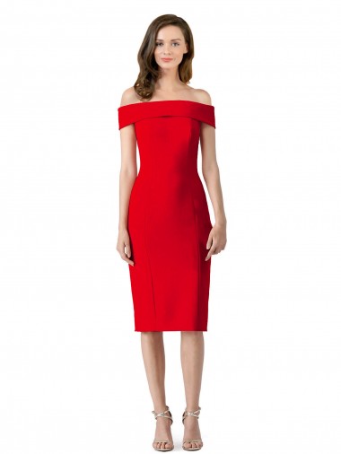 Rojo Cubierta Hombros Descubiertos Cóctel Crepé Elástico Corto Formales Vestidos de dama de honor / Vestidos de fiesta / Vestidos de cóctel Al Por Mayor