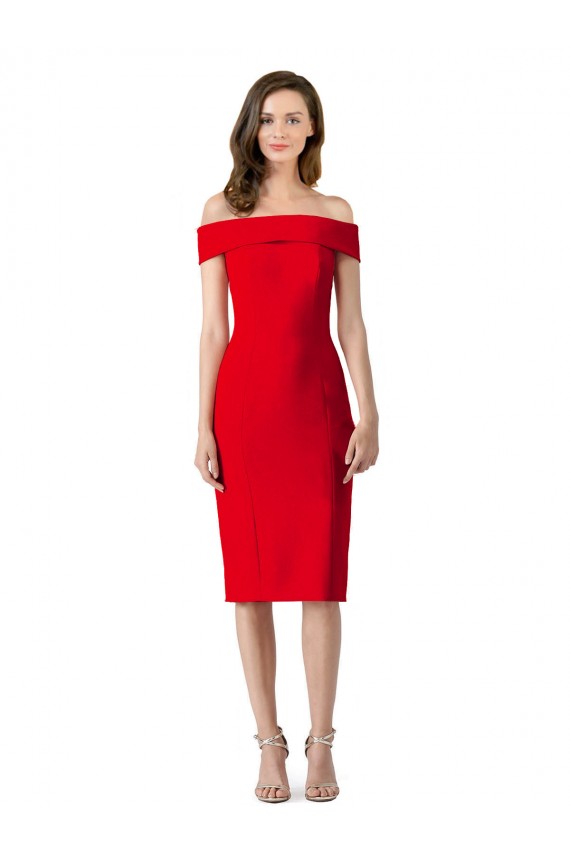 Rojo Cubierta Hombros Descubiertos Cóctel Crepé Elástico Corto Formales Vestidos de dama de honor / Vestidos de fiesta / Vestidos de cóctel Al Por Mayor