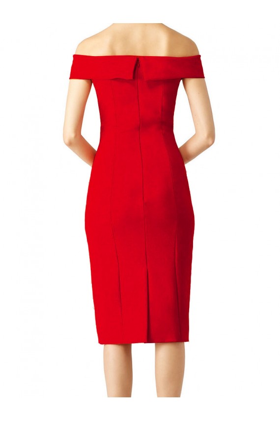 Rojo Cubierta Hombros Descubiertos Cóctel Crepé Elástico Corto Formales Vestidos de dama de honor / Vestidos de fiesta / Vestidos de cóctel Al Por Mayor