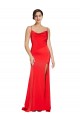 Rojo Cubierta Sin tirantes Satén elástico Largo Formales Vestidos de dama de honor / Vestidos de fiesta Al Por Mayor