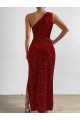 Rojo Cubierta Un Hombre Lentejuelas Terciopelo Largo Vestidos de fiesta Al Por Mayor
