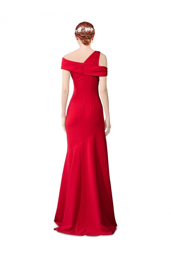 Rojo Sirena Crepé Elástico Largo Formales Vestidos de dama de honor / Vestidos de fiesta Al Por Mayor