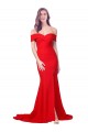 Rojo Sirena Cuello de Corazón Crepé Elástico Largo Formales Vestidos de dama de honor / Vestidos de fiesta Al Por Mayor