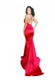 Rojo Sirena Cuello de Corazón Satén elástico Largo Formales Vestidos de dama de honor / Vestidos de fiesta Al Por Mayor