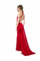 Rojo Sirena Halter Cuello Alto Crepé Elástico Largo Formales Vestidos de dama de honor / Vestidos de fiesta Al Por Mayor