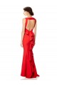 Rojo Sirena Halter Cuello Alto Crepé Elástico Largo Formales Vestidos de dama de honor / Vestidos de fiesta Al Por Mayor