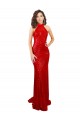 Rojo Sirena Halter Cuello Alto Lentejuela Largo Formales Vestidos de dama de honor / Vestidos de fiesta Al Por Mayor