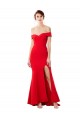 Rojo Sirena Hombros Descubiertos Crepé Elástico Largo Formales Vestidos de dama de honor / Vestidos de fiesta Al Por Mayor
