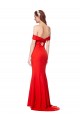 Rojo Sirena Hombros Descubiertos Crepé Elástico Largo Formales Vestidos de dama de honor / Vestidos de fiesta Al Por Mayor