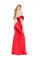 Rojo Sirena Hombros Descubiertos Satén elástico Largo Formales Vestidos de dama de honor / Vestidos de fiesta Al Por Mayor