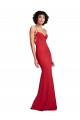 Rojo Sirena Tirantes espagueti Crepé Elástico Largo Formales Vestidos de dama de honor / Vestidos de fiesta Al Por Mayor