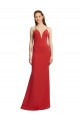 Rojo Sirena Tirantes espagueti Cuello en V Crepé Elástico Largo Formales Vestidos de dama de honor / Vestidos de fiesta Al Por Mayor