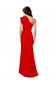 Rojo Sirena Un Hombre Cuello Alto Crepé Elástico Largo Formales Vestidos de dama de honor / Vestidos de fiesta Al Por Mayor