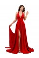 Rojo línea A Halter Spandex Largo Formales Vestidos de dama de honor / Vestidos de fiesta Al Por Mayor