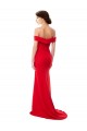 Rojo línea A Hombros Descubiertos Crepé Elástico Largo Formales Vestidos de dama de honor / Vestidos de fiesta Al Por Mayor