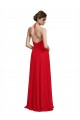 Rojo línea A Tirantes espagueti Halter Cuello en V Gasa Largo Vestidos de dama de honor Al Por Mayor