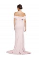 Rosa Cubierta Cuadrado Barrer tren Crepé Elástico Largo Formales Vestidos de dama de honor / Vestidos de fiesta Al Por Mayor
