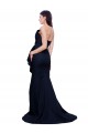 Azul marina oscuro Cubierta Sin tirantes Barrer tren Crepé Elástico Largo Vestidos de dama de honor / Vestidos de fiesta Al Por Mayor