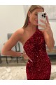 Rosa Cubierta Un Hombre Barrer tren Lentejuelas Terciopelo Largo Vestidos de fiesta Al Por Mayor