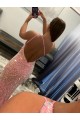 Rosa Cubierta Un Hombre Barrer tren Lentejuelas Terciopelo Largo Vestidos de fiesta Al Por Mayor