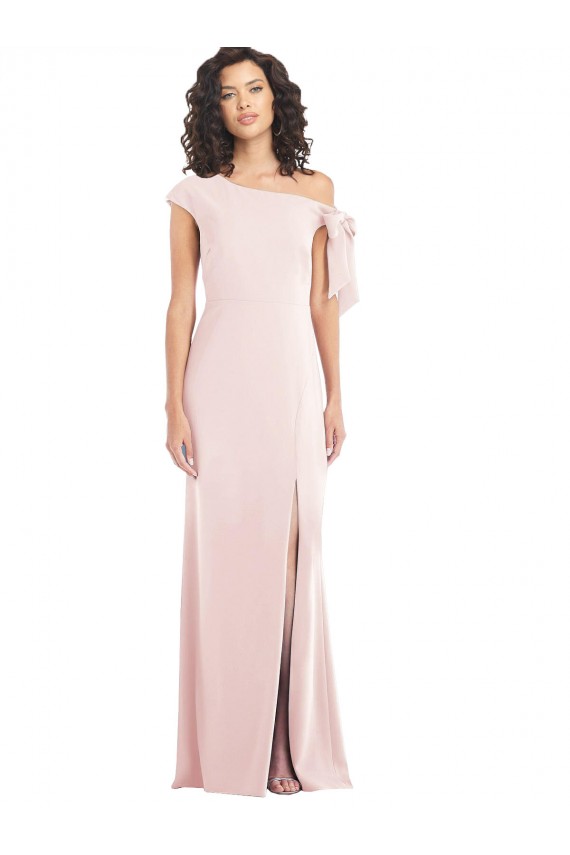 Rosa Trompeta Hombros Descubiertos Crepé Elástico Largo Formales Vestidos de dama de honor / Vestidos de fiesta Al Por Mayor