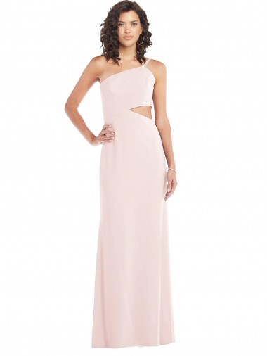 Rosa Trompeta Un Hombre Crepé Elástico Largo Formales Vestidos de dama de honor / Vestidos de fiesta Al Por Mayor