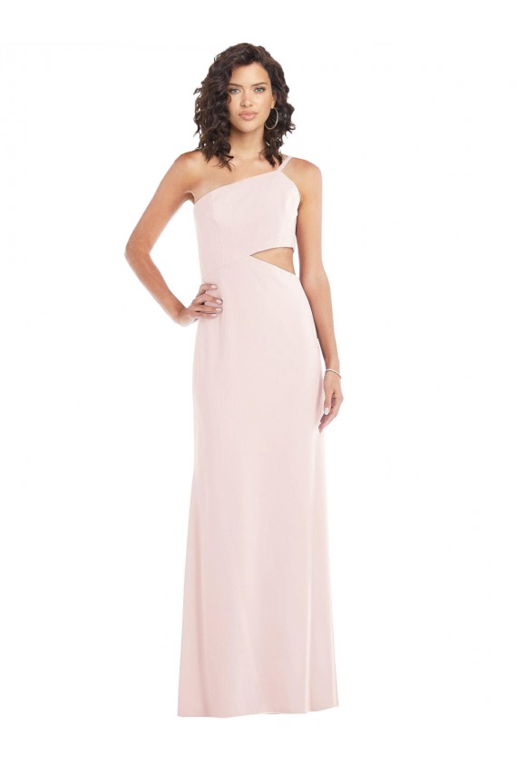 Rosa Trompeta Un Hombre Crepé Elástico Largo Formales Vestidos de dama de honor / Vestidos de fiesta Al Por Mayor