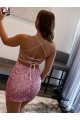 Rosa caliente Cubierta Tirantes espagueti Corto Lentejuelas Terciopelo Corto Vestidos de fiesta Al Por Mayor