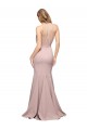 Rosa empolvado Cubierta Cuello Alto Barrer tren Crepé Elástico Largo Formales Vestidos de dama de honor / Vestidos de fiesta Al Por Mayor