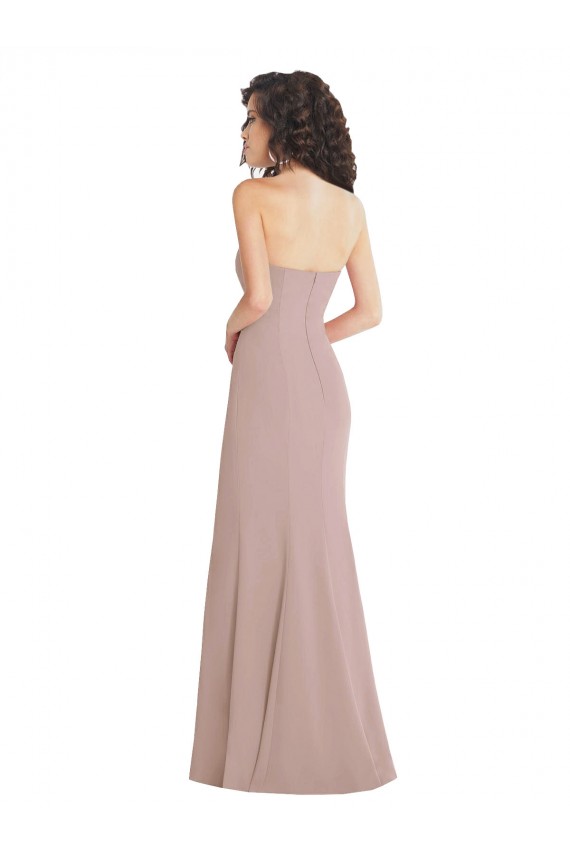 Rosa empolvado Sirena Cuello de Corazón Sin tirantes Crepé Elástico Largo Formales Vestidos de dama de honor / Vestidos de fiesta Al Por Mayor