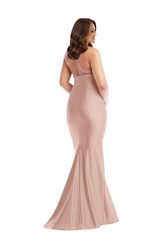 Rosa empolvado Sirena Halter Satén sedoso Largo Formales Vestidos de dama de honor / Vestidos de fiesta Al Por Mayor