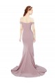 Rosa empolvado Sirena Hombros Descubiertos Barrer tren Crepé Elástico Largo Formales Vestidos de dama de honor / Vestidos de fiesta Al Por Mayor
