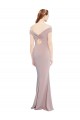 Rosa empolvado Sirena Hombros Descubiertos Cuello en V Crepé Elástico Largo Formales Vestidos de dama de honor / Vestidos de fiesta Al Por Mayor
