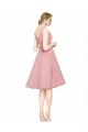 Rosa línea A Cuello en V Tul Corto Vestidos de dama de honor / Vestidos de cóctel / Vestidos para homecoming Al Por Mayor
